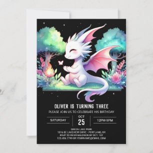 Pastel Magic Dragon Birthday Inbjudningar