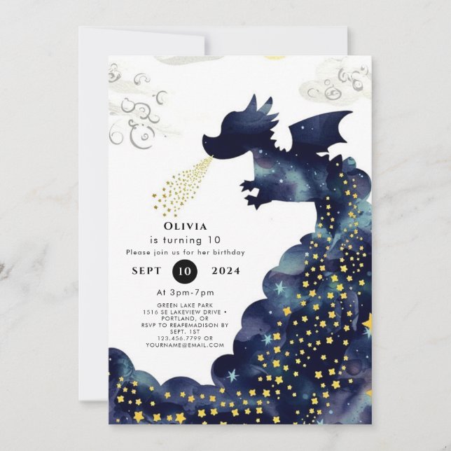Pastel Magic Dragon Birthday Inbjudningar (Framsida)
