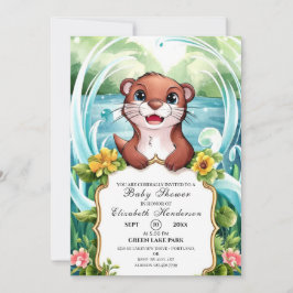 Pastel Magic Otter Baby Shower Inbjudningar