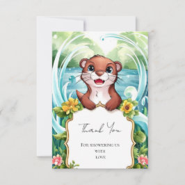 Pastel Magic Otter Baby Shower Tack Kort