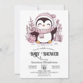 Pastel Magic Penguin Baby Shower Inbjudningar