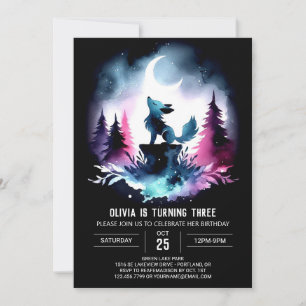 Pastel Magic Varg Birthday Inbjudningar