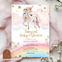 Pastel Magical Unicorn Baby Shower Inbjudningar