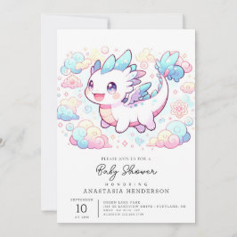 Pastel Majestic Dragon Baby Shower Inbjudningar