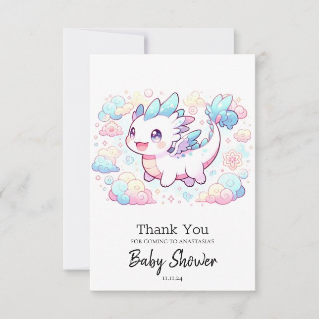 Pastel Majestic Dragon Baby Shower Tack Kort (Framsida)