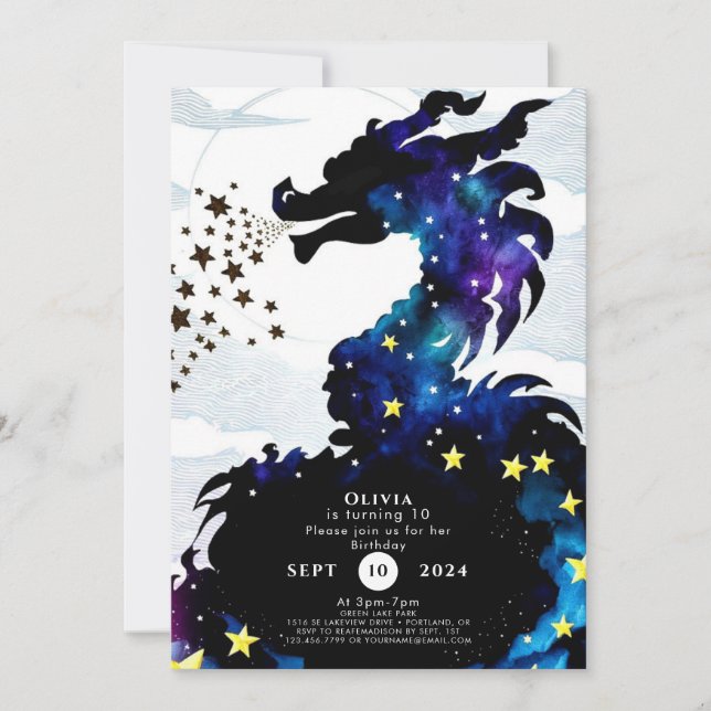 Pastel Majestic Dragon Birthday Inbjudningar (Framsida)