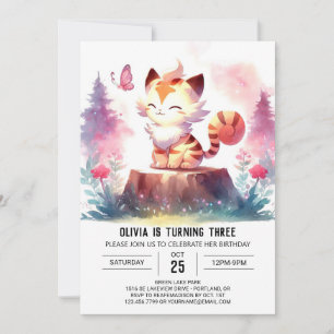 Pastel Majestic Tiger Birthday Inbjudningar