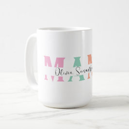 Pastel MAMMA Mugg med Personlig Kids Namn