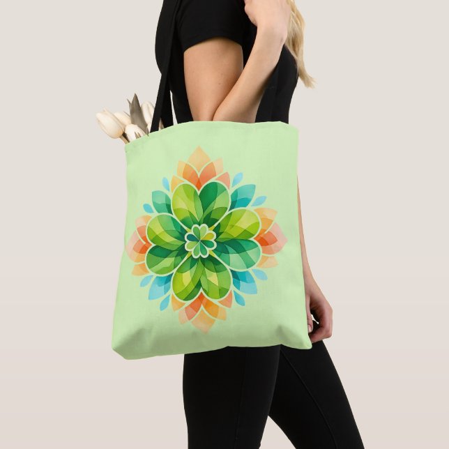 Pastel Mandala Flower Spring Garden Tote Bag Tygkasse (Närbild)