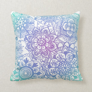 Pastel Mandala Mönster Blommigt Watercolor Kudde