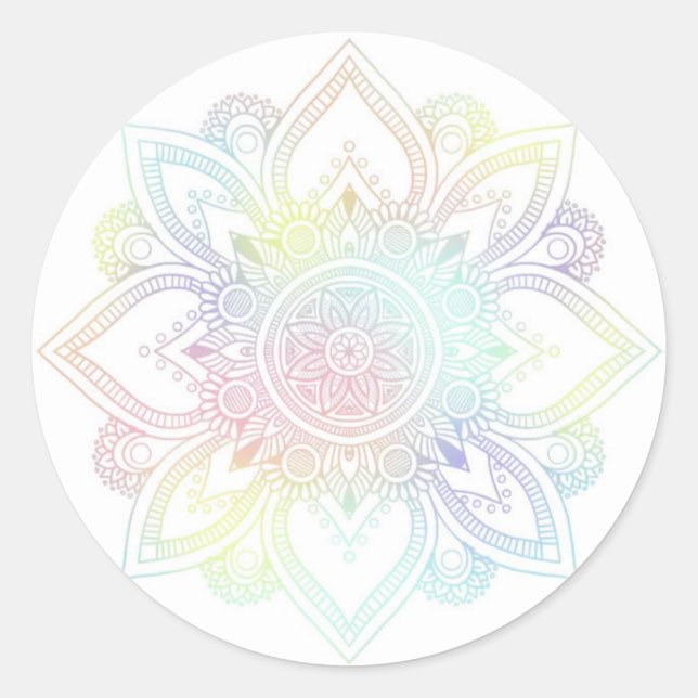 Pastel Mandala Round Stickers Runt Klistermärke (Framsida)
