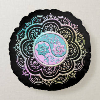Pastel Mandala Rund Kudde