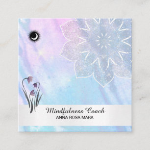 *~* Pastel Måne QR kod Mandala Foil Blommigt Squa Fyrkantigt Visitkort