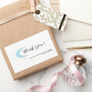 Pastel Måne Stars Baby Shower Tack Rektangulärt Klistermärke