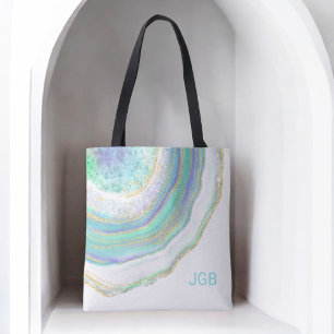 Pastel Marble Agate Mönster med Monogram Tygkasse