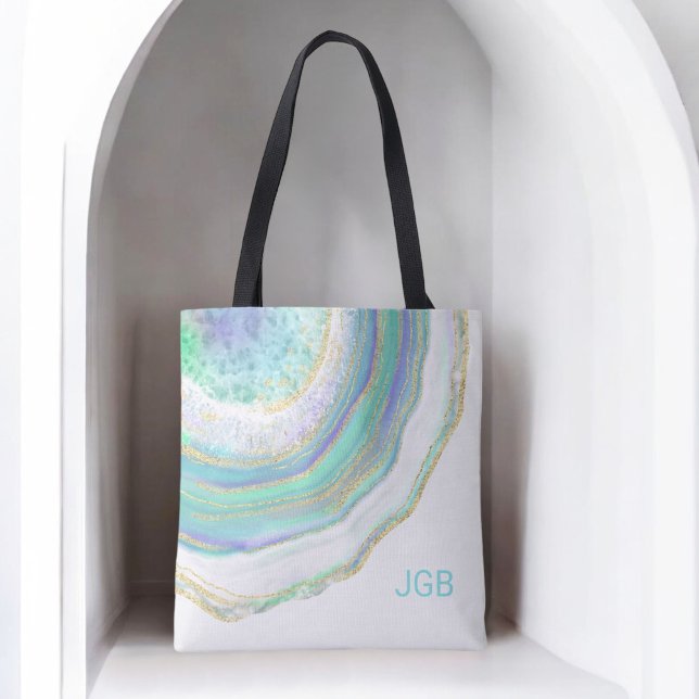 Pastel Marble Agate Mönster med Monogram Tygkasse (Personalize with your monogram initials.)