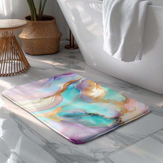 Pastel marble bläck abstrakt glitter art badrumsmatta (Skapare uppladdad)