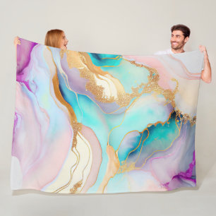 Pastel marble bläck abstrakt glitter art fleecefilt