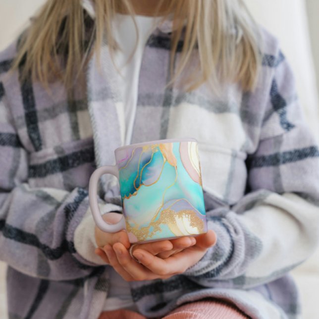 Pastel marble bläck abstrakt glitter art kaffemugg (Skapare uppladdad)