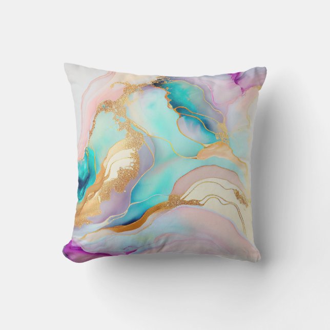 Pastel marble bläck abstrakt glitter art kudde (Framsida)