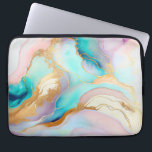 Pastel marble bläck abstrakt glitter art laptop fodral<br><div class="desc">Bild av färglösa flytande marmor bläck struktur med glitter-accenter.</div>