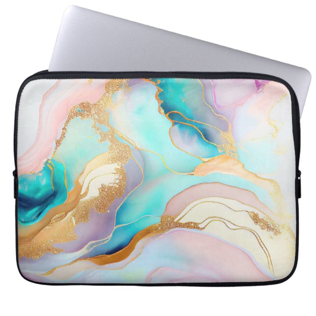 Pastel marble bläck abstrakt glitter art laptop fodral (Framsidan)