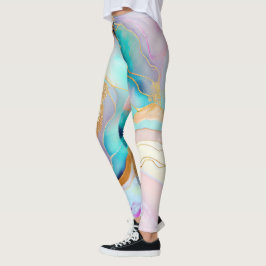 Pastel marble bläck abstrakt glitter art leggings