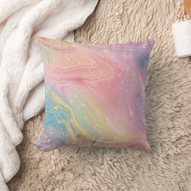 Pastel Marble Celestial Galaxy Design Kudde (Filt)