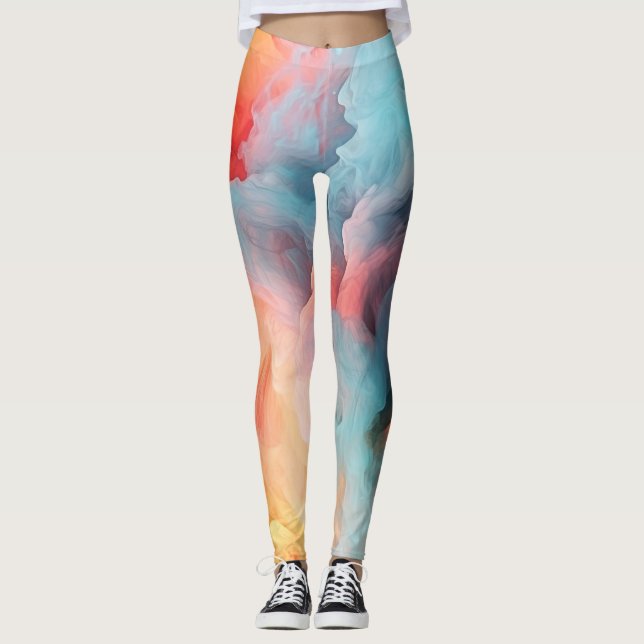 Pastel Marble Mönster Leggings (Framsida)