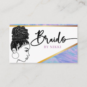 Pastel Marble och Guld Modern Hair Braiding Salon Visitkort