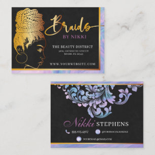 Pastel Marble och Guld Modern Hair Braiding Salon Visitkort