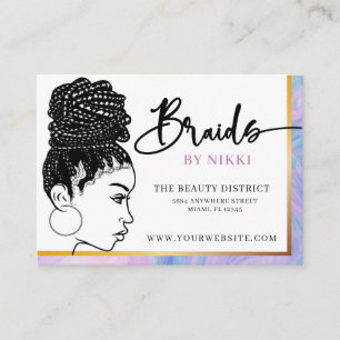 Pastel Marble och Guld Modern Hair Braiding Salon Visitkort