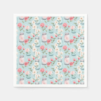 Pastel Mason Blommigt Burk Sömlös Gift Wrap Pappersservett