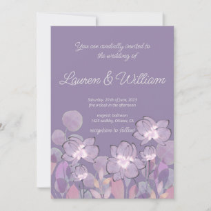Pastel Mauve lila  blommigt bröllop Inbjudningar