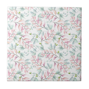 Pastel Mauve och Sage Dancing Löv Ceramic Tile Kakelplatta