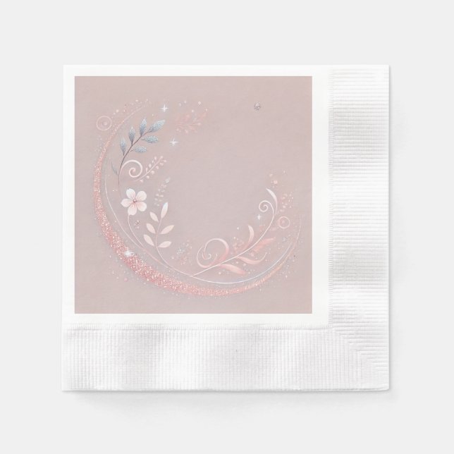 Pastel Mauveine Blommigt Motif Design Pappersservett (Framsidan)