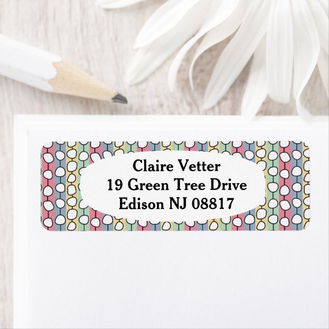 Pastel MCM Colorful Linjer Returadress Etikett (Insitu)