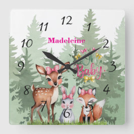 Pastel Meadow Assions: Oh Flicka Baby Shower Fyrkantig Klocka