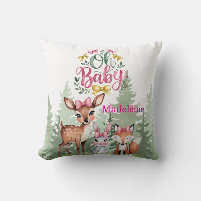 Pastel Meadow Assions: Oh Flicka Baby Shower Kudde (Framsida)