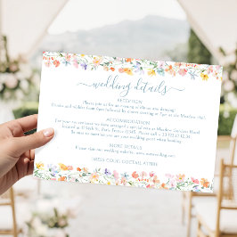 Pastel Meadow Wild Flower Wedding Details Cards Tilläggskort