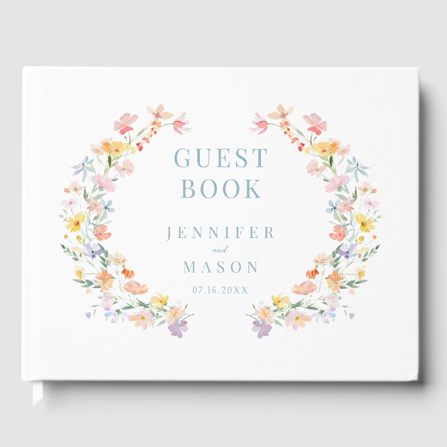 Pastel Meadow Wildflower Gift Wedding Guest Book Gästböcker (Framsida)