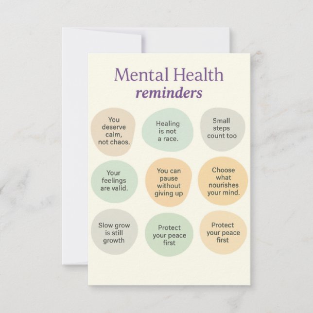 Pastel Mental Health Reminder  Tack Kort (Framsida)