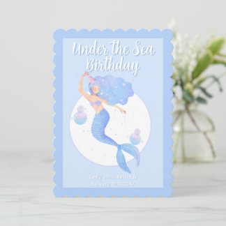 Pastel Mermaid Theme Kids Birthday Party Inbjudningar
