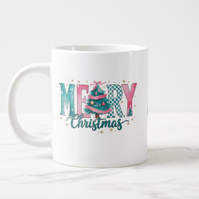 Pastel Merry Christmas Jumbo Mug Mugg (Vänster)