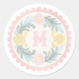 Pastel Mexican Talavera Monogram Runt Klistermärke