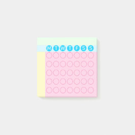 Pastel Mini Calendar Circles Habit Tracker Post-it Block