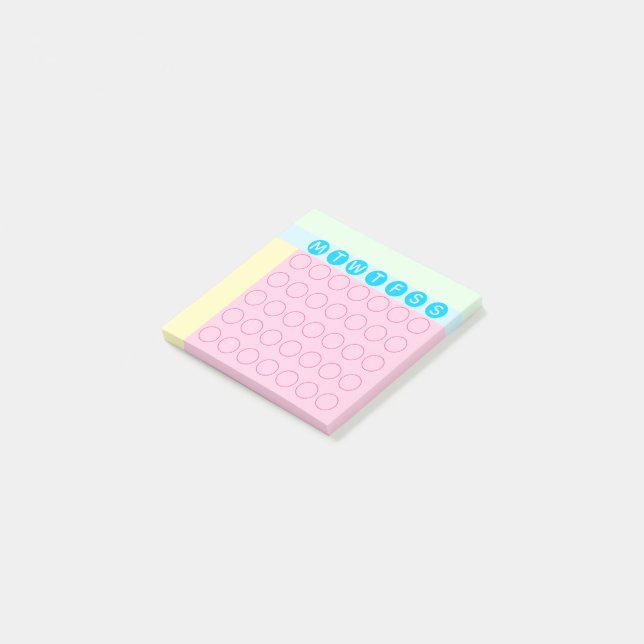 Pastel Mini Calendar Circles Habit Tracker Post-it Block (Vinklad)