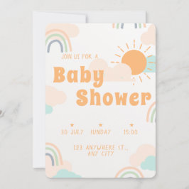 Pastel Minimal Baby Shower Inbjudningar