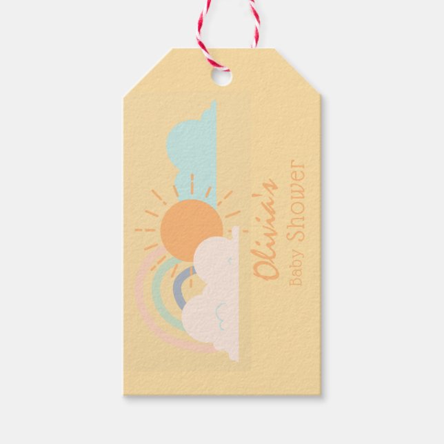 Pastel Minimal Baby Shower Presentetikett (Framsidan)