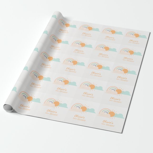 Pastel Minimal Baby Shower Presentpapper (Utrullad)